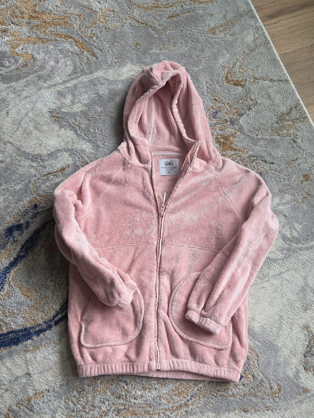 Athleta Girl Pink Plush Zip-Up Hoodie
